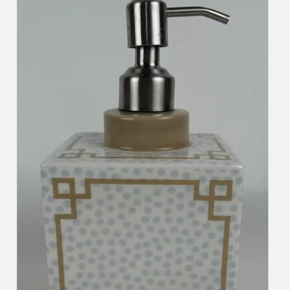 Coton Colors Polka Dot Square Hand Soap Dispenser Blue Beige Laura Johnson